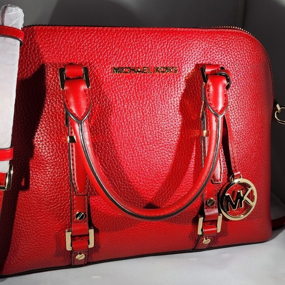 MICHAEL Michael Kors Bedford Legacy Medium Pebbled Leather Dome Satchel' - Picture 8 of 8